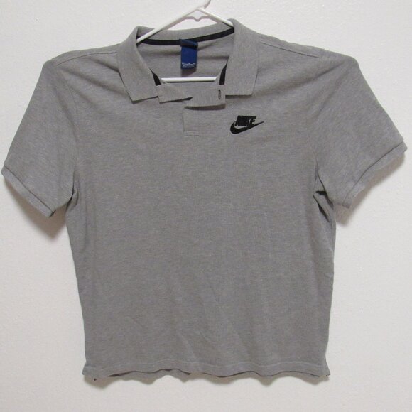 Nike Polo Shirt Vintage Short Sleeve Swoosh Y2K Preppy Gray Men's size XXL - Picture 2 of 7